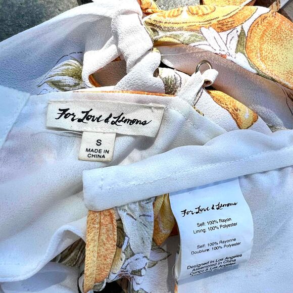 For Love & Lemons Lemonade Tie Front Crop Top White Yellow Size Small - Picture 4 of 6